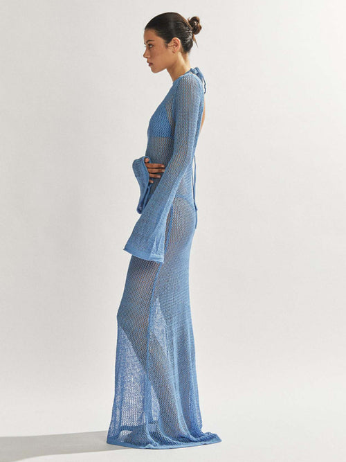 Enchanting Love: Knitted Backless Maxi Dress