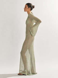 Enchanting Love: Knitted Backless Maxi Dress