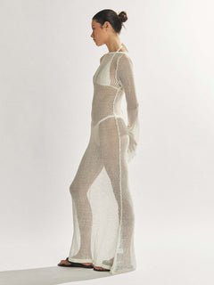 Enchanting Love: Knitted Backless Maxi Dress