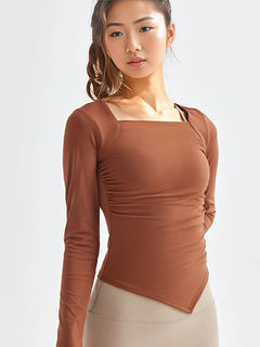 H's Square Collar Quick-Drying Long-Sleeve Top