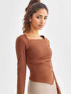 H's Square Collar Quick-Drying Long-Sleeve Top