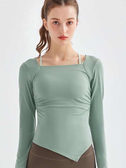 H's Square Collar Quick-Drying Long-Sleeve Top