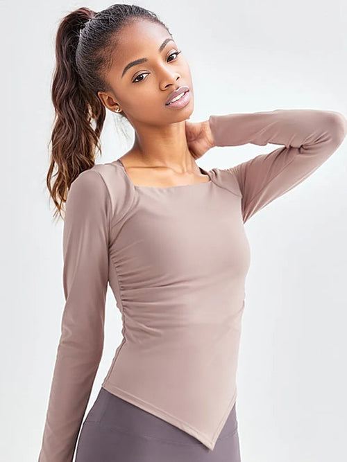 H's Square Collar Quick-Drying Long-Sleeve Top