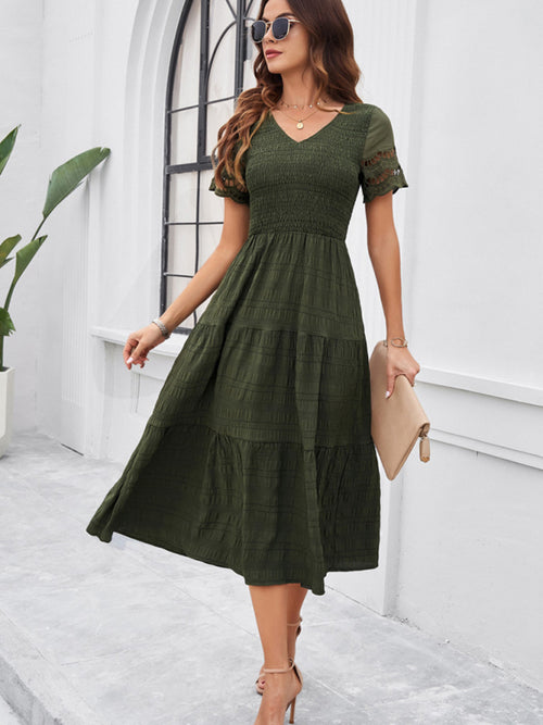 Elegant Elegance: Graceful V-Neck Dress