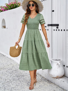 Elegant Elegance: Graceful V-Neck Dress