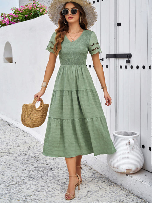 Elegant Elegance: Graceful V-Neck Dress