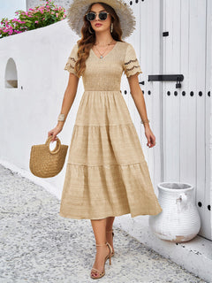 Elegant Elegance: Graceful V-Neck Dress