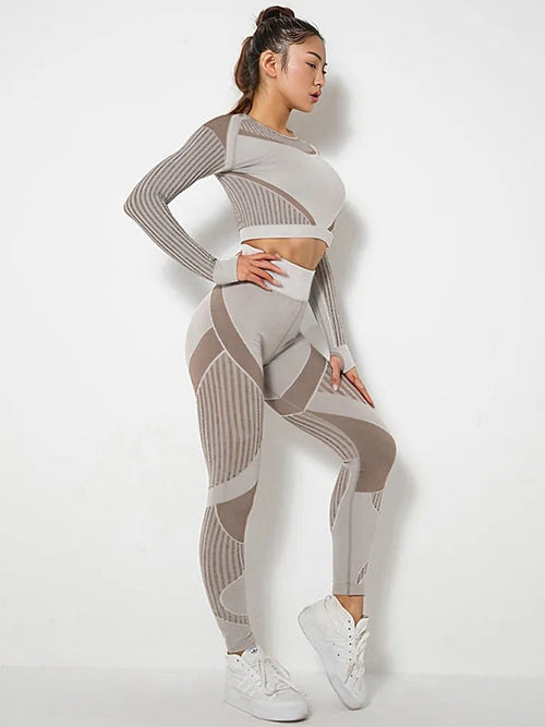 Yoga-Ready Striped Long-Sleeve Set