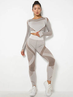 Yoga-Ready Striped Long-Sleeve Set