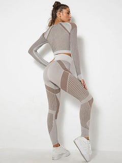 Yoga-Ready Striped Long-Sleeve Set