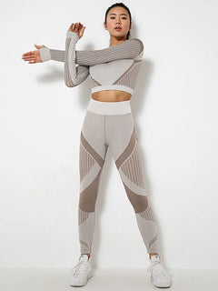 Yoga-Ready Striped Long-Sleeve Set