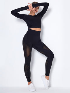 Yoga-Ready Striped Long-Sleeve Set