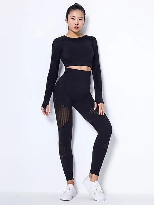 Yoga-Ready Striped Long-Sleeve Set