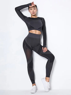 Yoga-Ready Striped Long-Sleeve Set