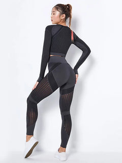 Yoga-Ready Striped Long-Sleeve Set