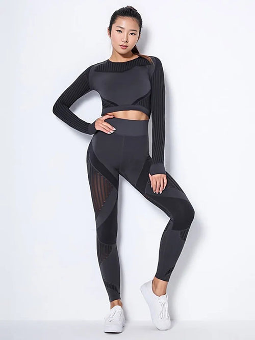 Yoga-Ready Striped Long-Sleeve Set