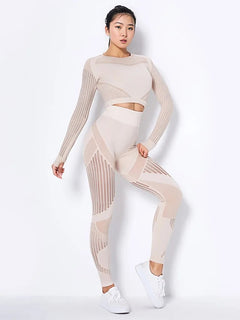 Yoga-Ready Striped Long-Sleeve Set