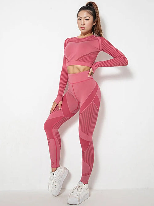 Yoga-Ready Striped Long-Sleeve Set