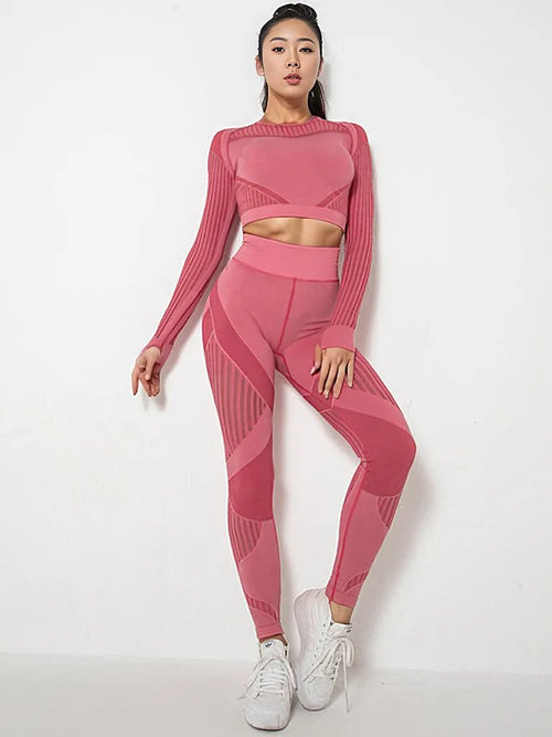 Yoga-Ready Striped Long-Sleeve Set