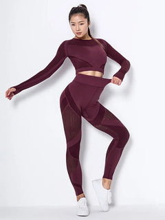 Yoga-Ready Striped Long-Sleeve Set