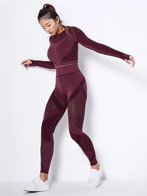 Yoga-Ready Striped Long-Sleeve Set