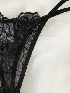 Indulge in Elegance: Three-Point Hollow Bra & Brief Set