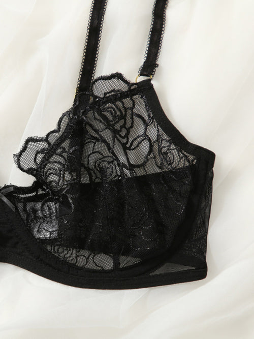 Indulge in Elegance: Three-Point Hollow Bra & Brief Set