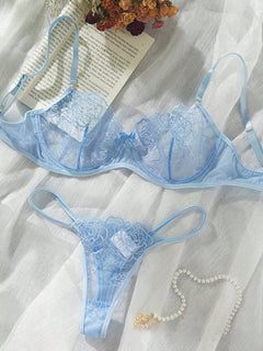 Indulge in Elegance: Three-Point Hollow Bra & Brief Set