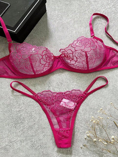 Indulge in Elegance: Three-Point Hollow Bra & Brief Set