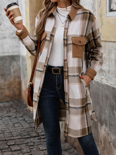 Cosy Charm Mid-Length Plaid Cardigan