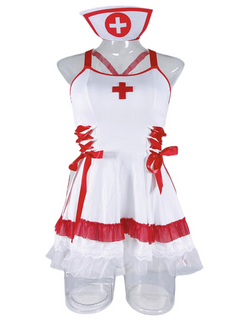 Naughty Nurse Halter Dress: Spooky Chic Lingerie Delight