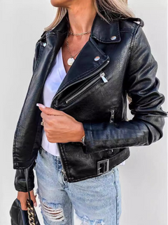 Rebel's Charm: Chic PU Leather Biker Jacket