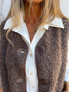 Cuddle Cloud Sherpa Fleece Button Vest