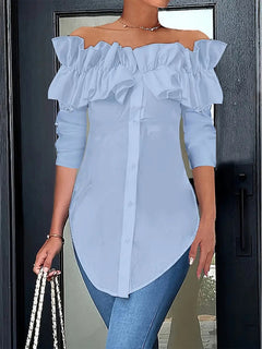 Charming One-Shoulder Ruffled Top in Classic Solid Colours