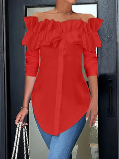 Charming One-Shoulder Ruffled Top in Classic Solid Colours