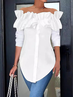 Charming One-Shoulder Ruffled Top in Classic Solid Colours