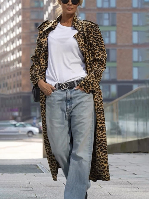 Fierce & Fabulous Leopard Print Trench Coat