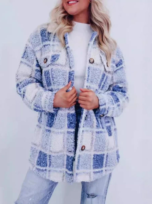 Charming Plaid Perfection Lapel Jacket for Cozy Escapades