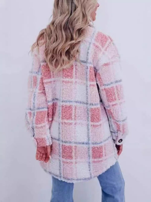 Charming Plaid Perfection Lapel Jacket for Cozy Escapades