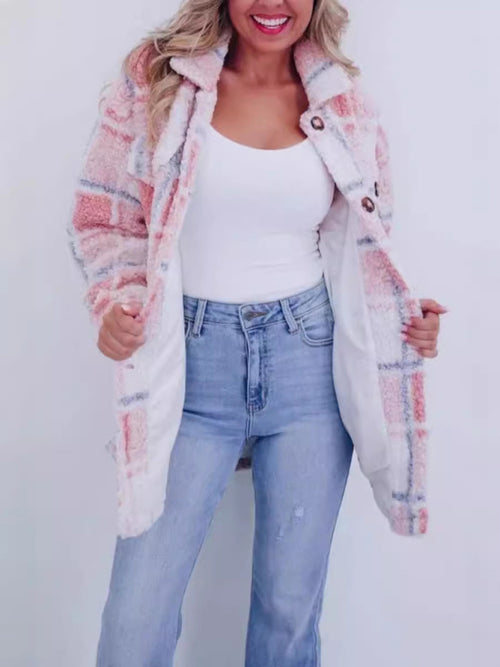 Charming Plaid Perfection Lapel Jacket for Cozy Escapades