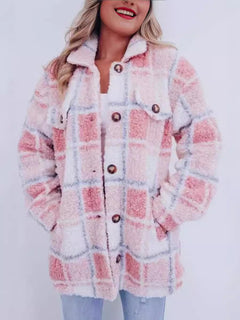 Charming Plaid Perfection Lapel Jacket for Cozy Escapades