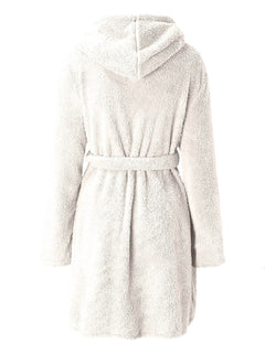 Snuggly Autumn-Winter Plush Hooded Bathrobe