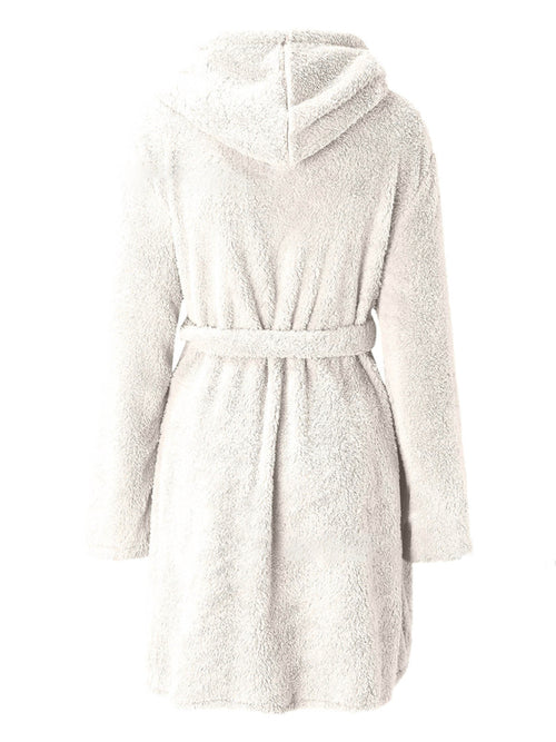 Snuggly Autumn-Winter Plush Hooded Bathrobe