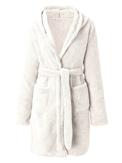 Snuggly Autumn-Winter Plush Hooded Bathrobe