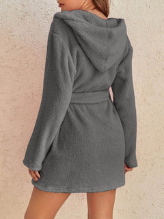 Snuggly Autumn-Winter Plush Hooded Bathrobe