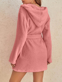 Snuggly Autumn-Winter Plush Hooded Bathrobe