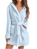 Snuggly Autumn-Winter Plush Hooded Bathrobe