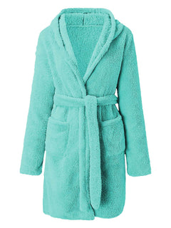 Snuggly Autumn-Winter Plush Hooded Bathrobe