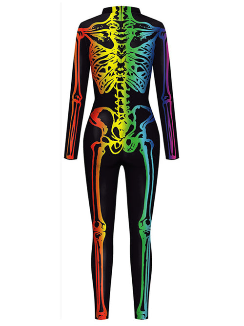 Colourful Skeleton Elegance: Luxe Jumpsuit Glamour