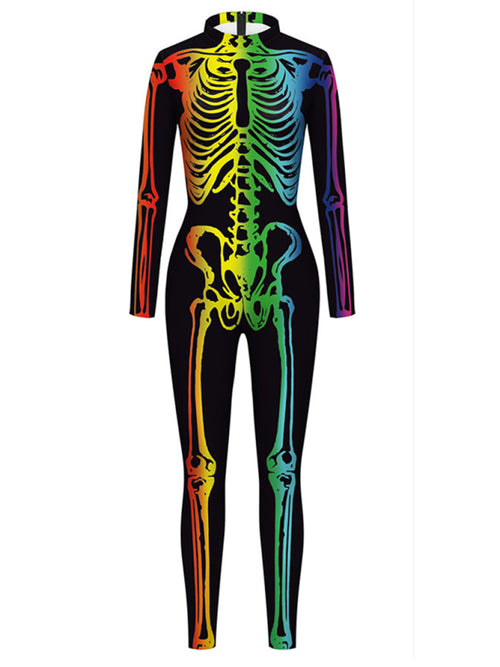 Colourful Skeleton Elegance: Luxe Jumpsuit Glamour